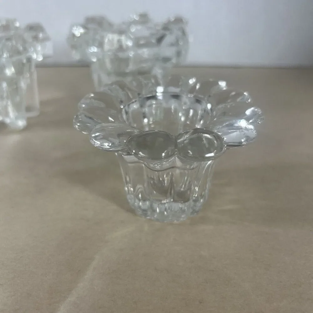 Vintage Heavy Clear Glass Candle Holders Set of 3 – Germany – Taper Stick Style